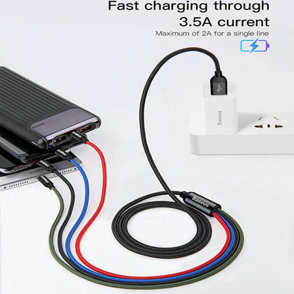 Baseus 4 in 1 Multi USB Charger Charging Cable Cord for iPhone Micro USB Android - Aimall