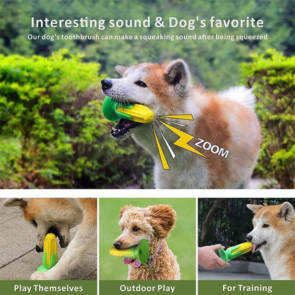 Dog Squeaky Chew Toys Teeth Clean Stick Corn Pet Dental Toothbrush Molar Stock - Aimall