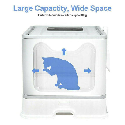 Self-Cleaning Hooded Cat Litter Box Enclosed Large Kitty Toilet Box Tray Refills - Aimall
