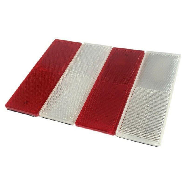 6 X Red Amber White Trailer Reflectors 15 x 5 cm Self Adhesive Reflector Caravan - Aimall