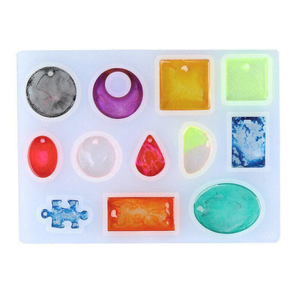 12 Silicone Mould Pendant Jewelry Making Necklace Mold Craft DIY Resin Supplies - Aimall