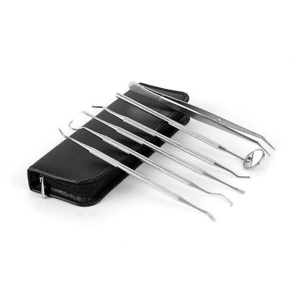 7PCS Dental Hygiene Tools Teeth Cleaning Kits Mirror Scraper Pick Scaler Tweezer - Aimall