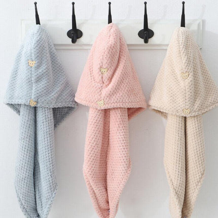 Quick Dry Hair Towel Drying Turban Bath Towel Head Wrap Fast Hat Spa Cap Soft AU - Aimall