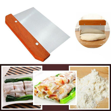 Stainless Steel Dough Bench Scraper Wooden Handle Cake Slicer Pastry Cutter AU - Aimall