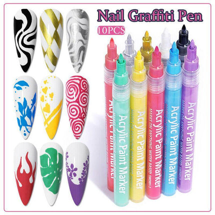 Nail Graffiti Pen for 3D Nail Art DIY Painting Nail Polish Pen Drawing Line Tool - Aimall