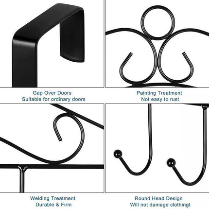 7-Hooks for Bedroom Over The Door Hanger Clothes Storage Towel Iron Hanging Rack - Aimall
