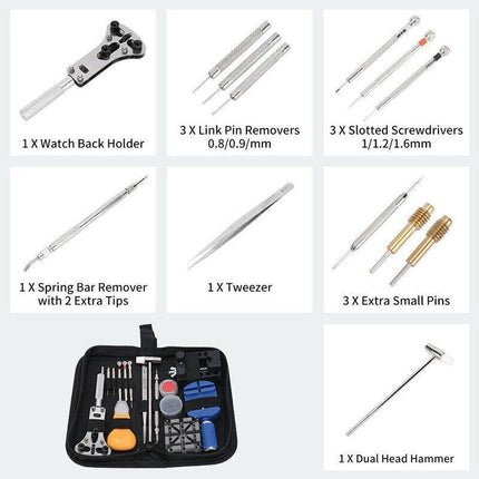 21PCS Watch Repair Kit Tool Removal Spring Bar Battery Replacement Carrying Bag - Aimall