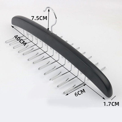 Tie Belt Scarf 24 Hooks Hanger Rack Clip Organiser Holder Storage Wood - Aimall