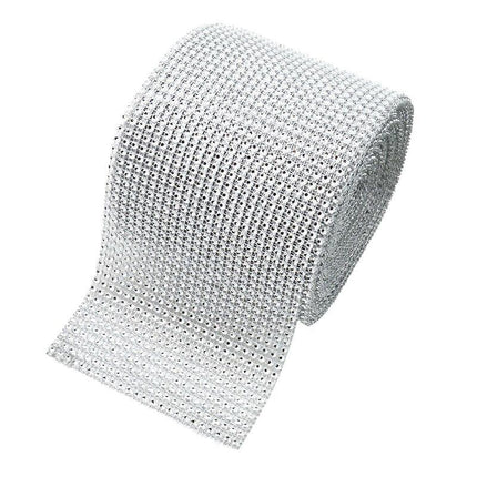 9M Diamante Diamond Ribbon Crystal Silver Rhinestone Mesh Wrap Wedding Party AU - Aimall