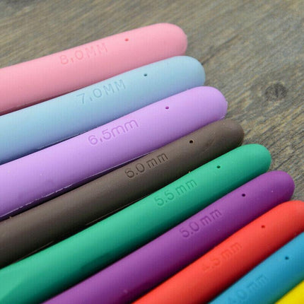12Pcs/Set Crochet Hook Soft Grip Handles Multi-Colour Aluminum Knitting Needles - Aimall
