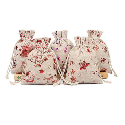 10PCS Christmas Cookie Candy Treat Gift Bags Xmas Party Wrapping Drawstring Bag - Aimall