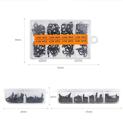 80 Fishing Rod Guide Set Tackle Tips Repair Kits Ring 8 Size Stainless Steel Box - Aimall