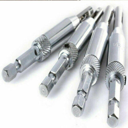 4x Self-Centering Drill Bits Hex Shank Pilot Door Drawer Hinge Hole Screw Guide - Aimall