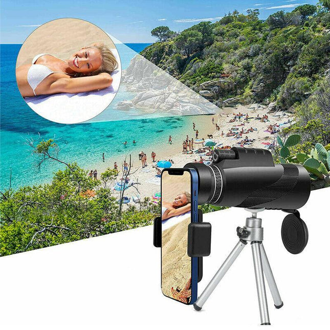 HD Portable Telescope Monocular For Travel Low Light Vision+ Phone Clip +Tripod - Aimall