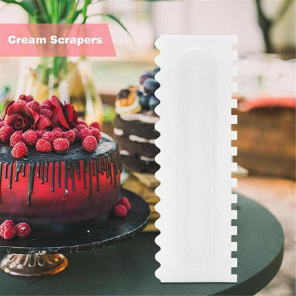 4Pcs Cake Decorating Icing Smoother Edge Frosting Scraper Comb Pastry SpatulasAU - Aimall