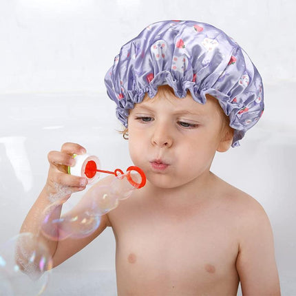 Double Layer Lux Shower Cap Bath Hat Hair Care Women Sleep Waterproof Reusable - Aimall