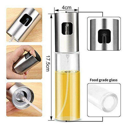 2x Oil Sprayer Olive Bottle for Cooking Dispenser Steam Food-Grade Glass Bottles - Aimall