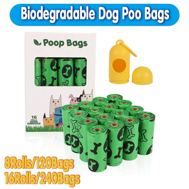 Biodegradable & Compostable Dog Poo Bags Pet Poop Bag Garbage Disposable Clean - Aimall