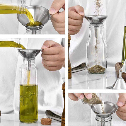 3X Stainless Steel Funnel Oil Liquid Funnel Metal Funnel With Detachable Filter - Aimall