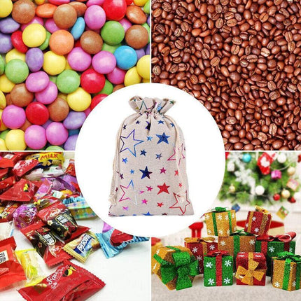 10PCS Christmas Cookie Candy Treat Gift Bags Xmas Party Wrapping Drawstring Bag - Aimall