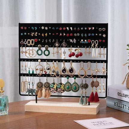 Earring Stand Display Rack 3-Tier Ear Stud Holder Jewelry Organizer 144 Holes - Aimall