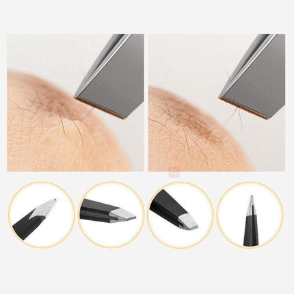 Professional Eyebrow Tweezers Set Plucker Puller Slanted Pointed Tip Manicure AU - Aimall