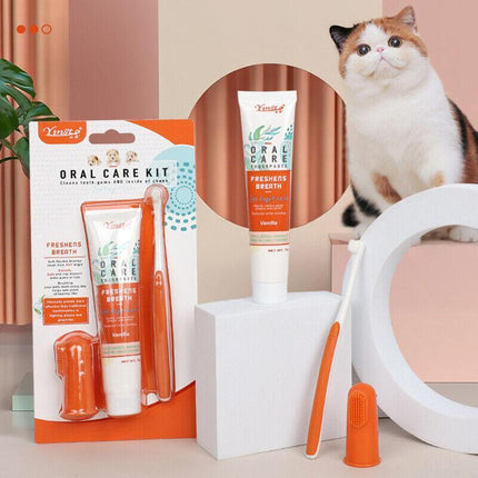 1PC Pet Dog Cat Cleaning Toothpaste+ Toothbrush+ BackUp Brush Set Vanilla Flavor - Aimall