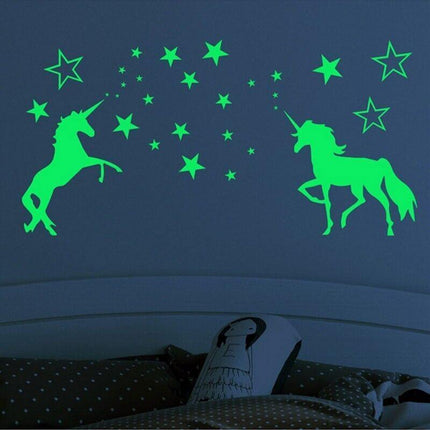 Unicorn Glow In The Dark Stars Wall Stickers Kids Bedroom Decals DIY Decor - Aimall