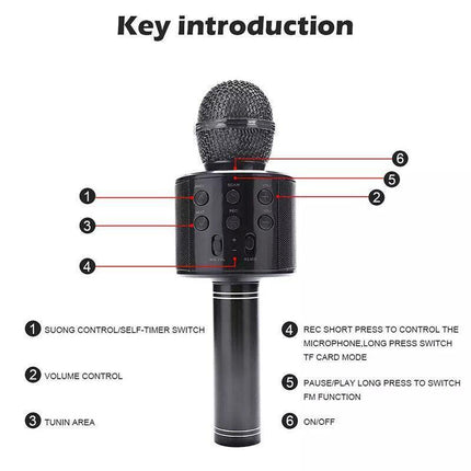 Karaoke Microphone Speaker Wireless Bluetooth Handheld Mic USB Player KTV WS858 - Aimall