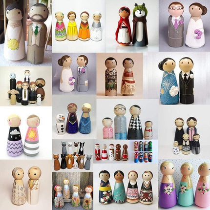 20X Unfinished Wooden Peg Dolls Wooden Tiny Doll Bodies People Decor Wood Crafts - Aimall