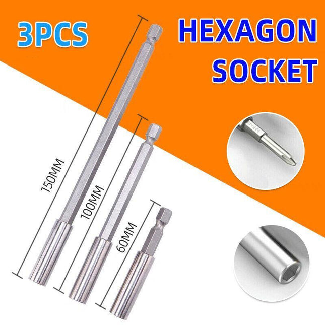 3PCS Hex Shank Magnetic Screwdriver Extension Socket Drill Bit Holder 6.35MM AU - Aimall