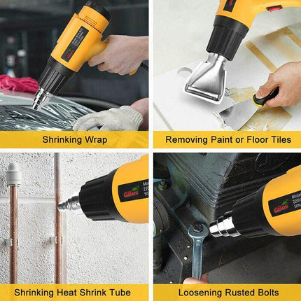 2000W Electric Heat Gun Hot Air Adjustable Temperature w/4 Nozzles Heating Tool - Aimall