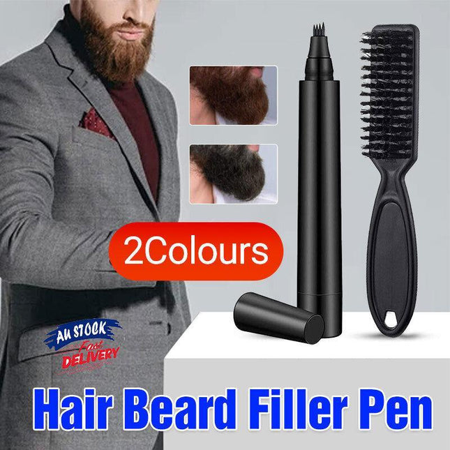 Hair Beard Filler Pen Beard Camouflage Hair Grower Beard Fr Men With Beard Brush - Aimall