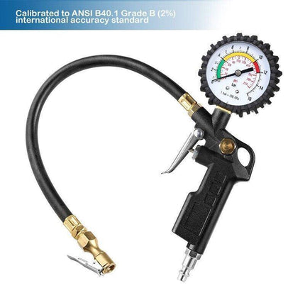 Tyre Pressure Gauge Air Tire Inflator Car Motorcycle Pump Hose Compressor Tool - Aimall