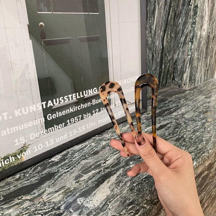 2PCS U-Shape Hair Clips Stick Tortoise Shell Hairstyle Hair Pin Hair Accessories - Aimall