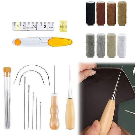 29 Pack Upholstery Repair Kit Leather Craft Tool Kit Leather Hand Sewing Needle - Aimall