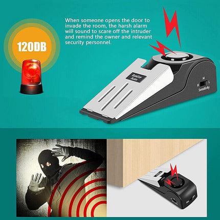 Home Security Wedge Door Stop Alert Detection Device Intruder Alarm Wireless AU - Aimall