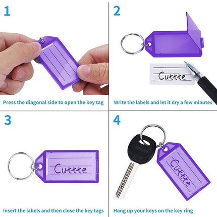 20PCS Plastic Key Tags With Split Ring Keys Identifier Bag/Luggage Labels Tag ID - Aimall