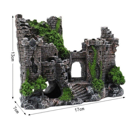 Aquarium Fish Tank Ornament Decor Landscape Ancient Castle Tower Hide Cave Resin - Aimall