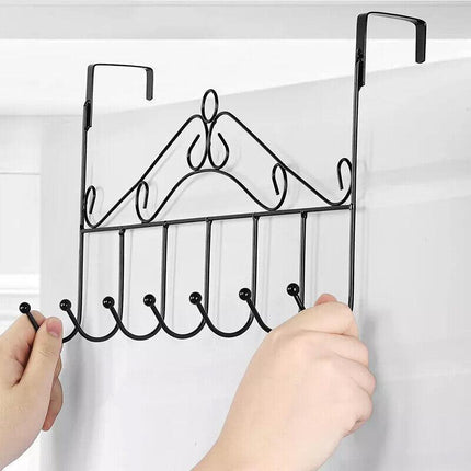 7-Hooks for Bedroom Over The Door Hanger Clothes Storage Towel Iron Hanging Rack - Aimall