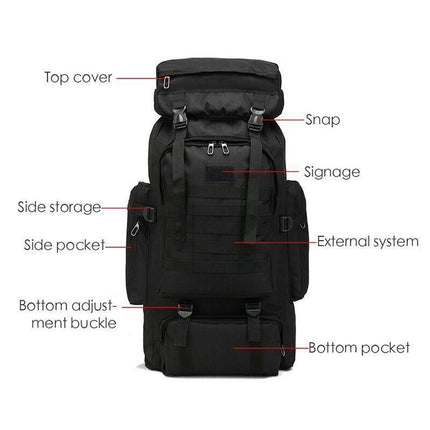 80L Military Tactical Backpack Bag Outdoor Hiking Trekking Camping Rucksack AU - Aimall
