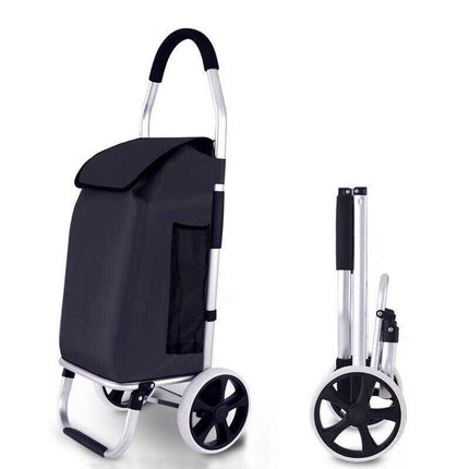Shopping Cart Trolley Grocery Aluminium Foldable Luggage Wheels Basket Carts Bag - Aimall