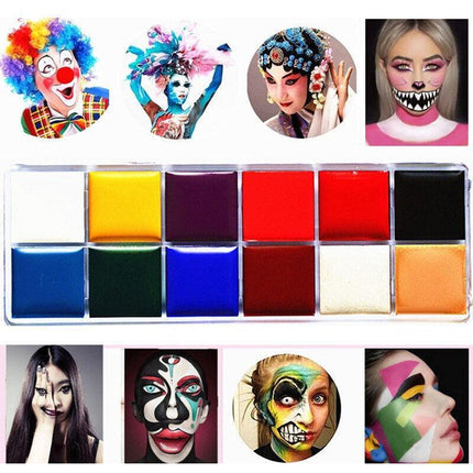 12 Colours Face Body Paint Oil Painting Art Make Up Set Halloween Party Fancy AU - Aimall