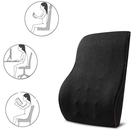 Memory Foam Lumbar Back Support Cushion Seat Waist Back Pillow Home Car Office - Aimall