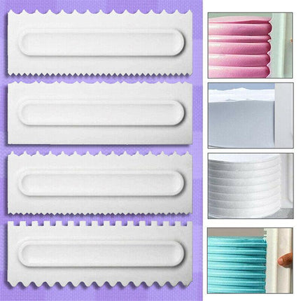 4Pcs Cake Decorating Icing Smoother Edge Frosting Scraper Comb Pastry SpatulasAU - Aimall