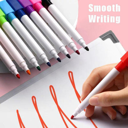 8 Colour Whiteboard Marker Pens With Dry Wipe Erase Magnetic Eraser Lid AU Stock - Aimall
