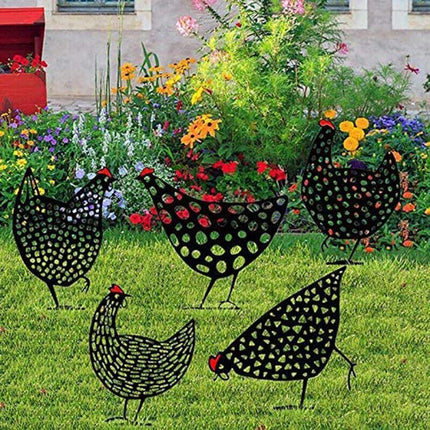 Garden Ornaments Chicken Yard Art Garden Backyard Lawn Decor Gift Easter Deco AU - Aimall