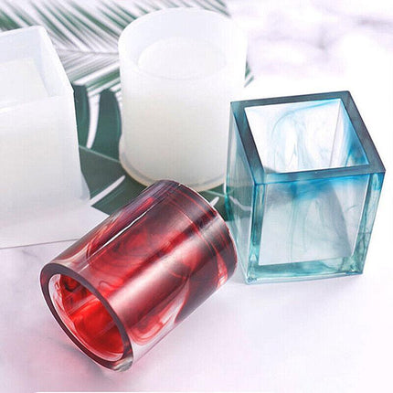 Silicone Mold Resin Epoxy Crystal Crafts Making Brush Pot Pen Holder Mould DIYAU - Aimall