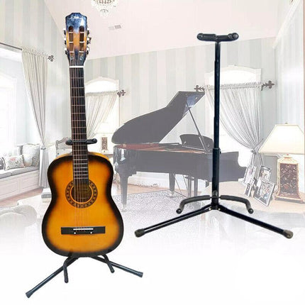 New Folding Electric Acoustic Bass Tripod Guitar Padded Stand Floor Rack Holder - Aimall