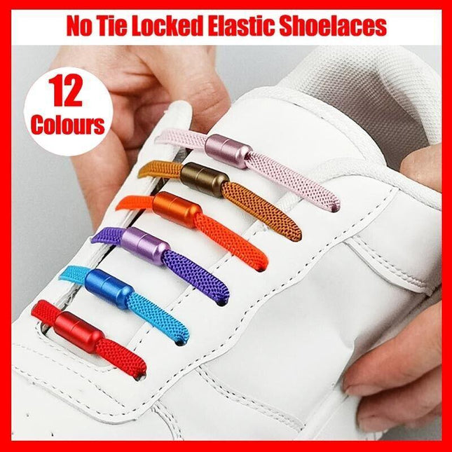 No Tie Locked Elastic Shoelace Shoe Lace Lazy Laces Sports Sneakers Kids Adults - Aimall